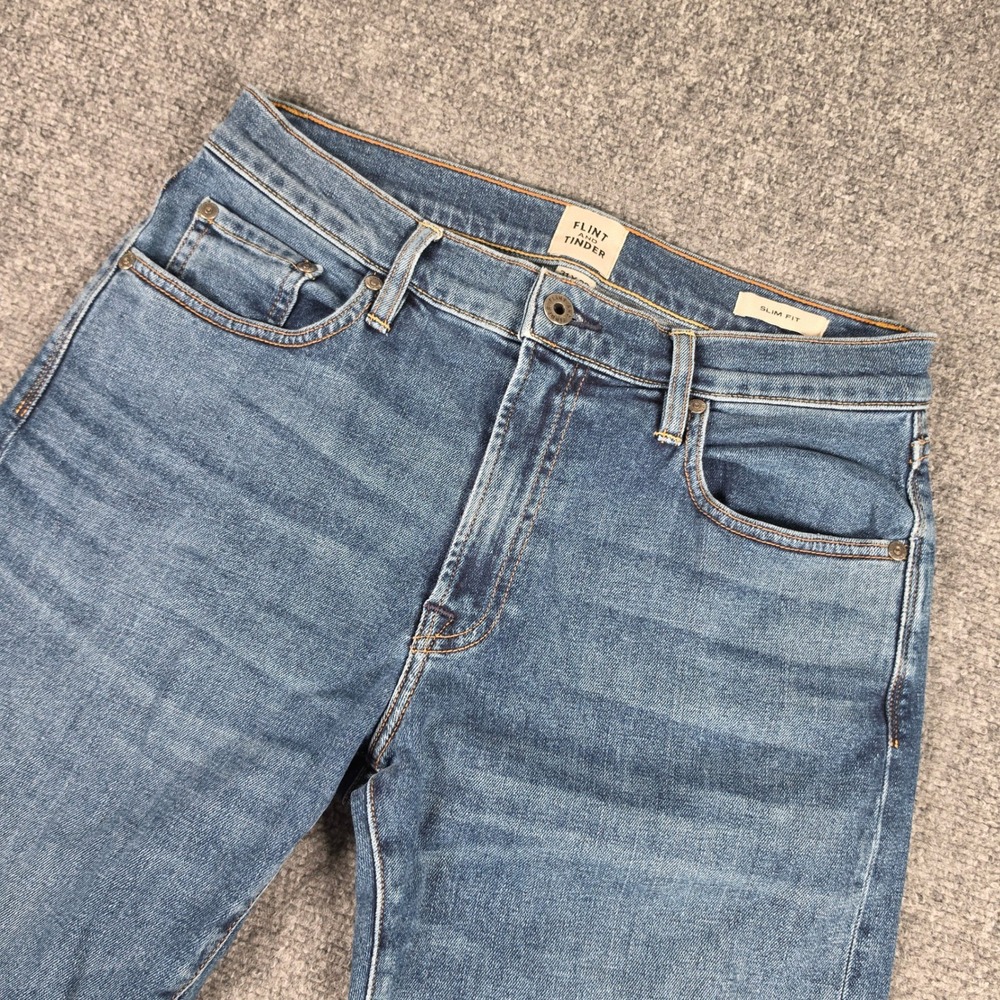 Flint and Tinder Jeans Mens 31x32 Blue Slim Fit Medium Wash Made in USA Denim